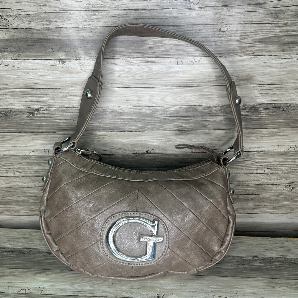Vintage Guess Shoulder Bag Womens Stitched Quilted Hobo Y2K Chunky G Purse